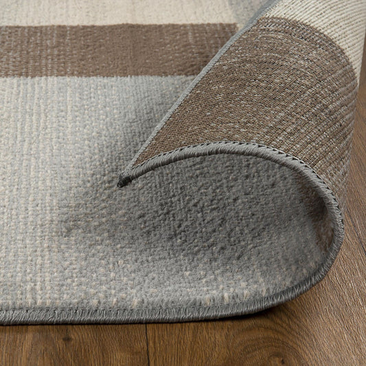 8' X 10' Gray Tan And Brown Patchwork Area Rug