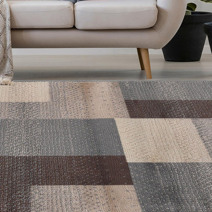 8' X 10' Gray Tan And Brown Patchwork Area Rug