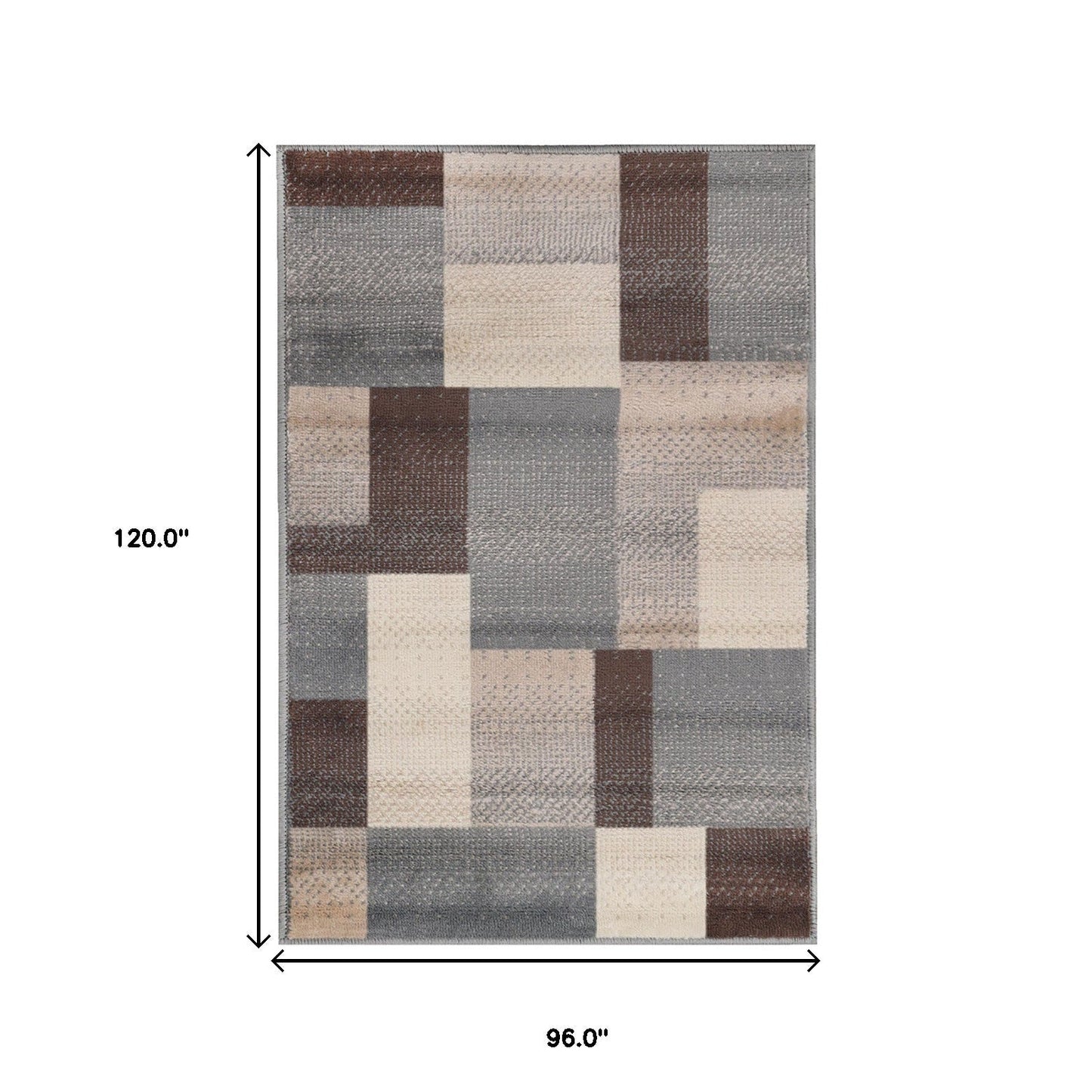 8' X 10' Gray Tan And Brown Patchwork Area Rug