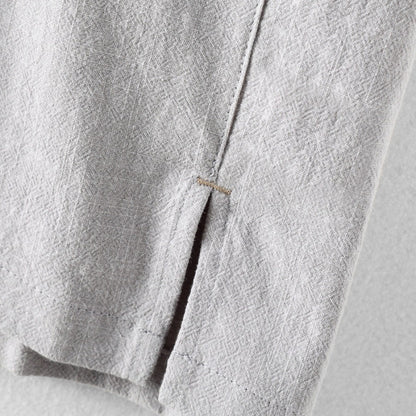 Summer New Men's Linen Shirt Solid Color