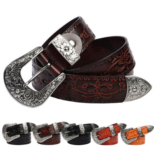Men's Mongolian Style Personalized Carved Belt