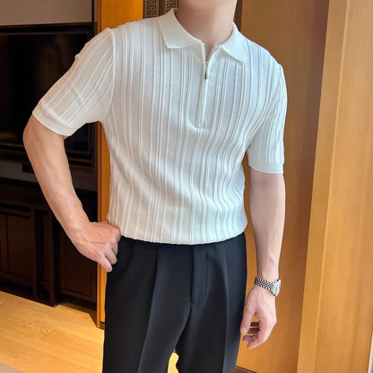 Casual Zipper Short Sleeve Men's Retro
