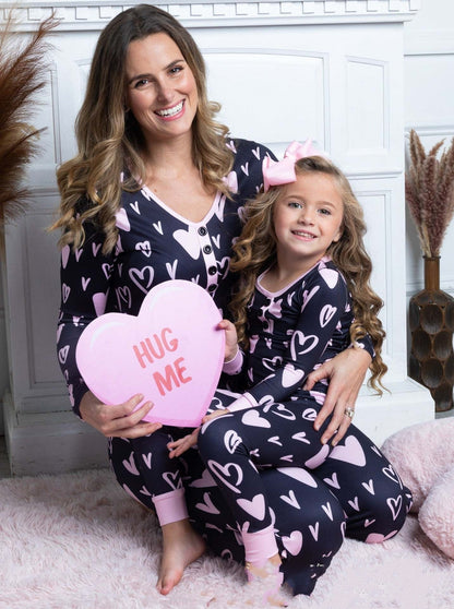 Valentine's Day Heart Printing Pajamas Parent-child