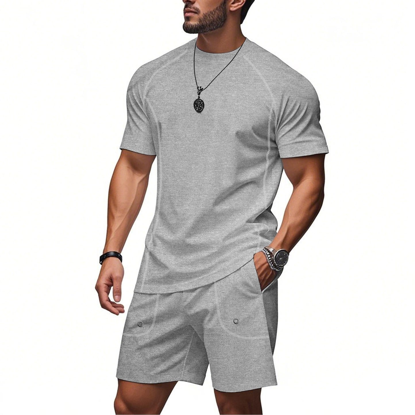 Minimalism Short Sleeve Shorts Suit