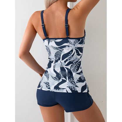 Slim Fit Printed Boxer Shorts Two-piece Swimsuit