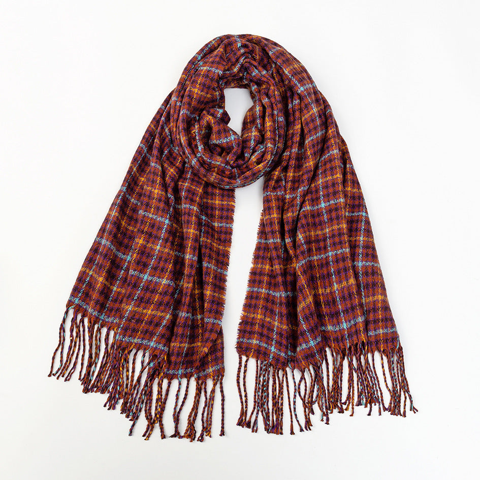 Plaid Tassel Scarf