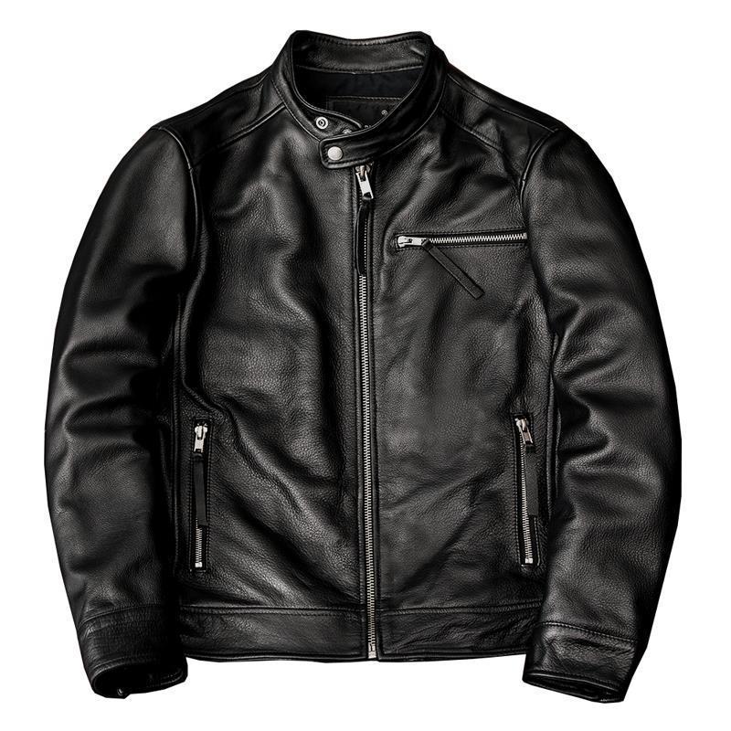 Leather Men's Stand Collar Leather Jacket