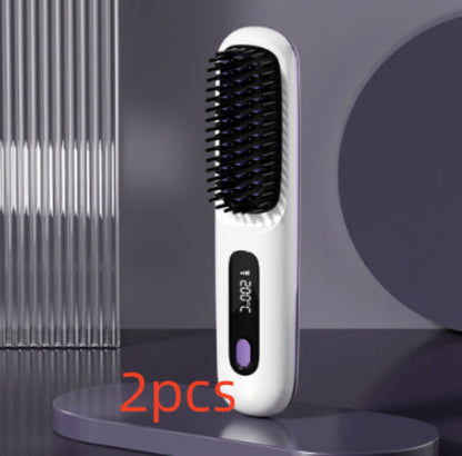 2 In 1 Straight Hair Comb Wireless Hair Straightener Brush Hair Fast