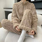 Autumn And Winter New Twist Zipper Couple Fleece-lined Thick Coral