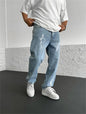 Men's Straight-leg Pants Printed Solid Color Loose Wide Leg Denim