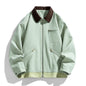 American Retro Workwear Autumn Loose Contrast Color Lapels Couple Jacket