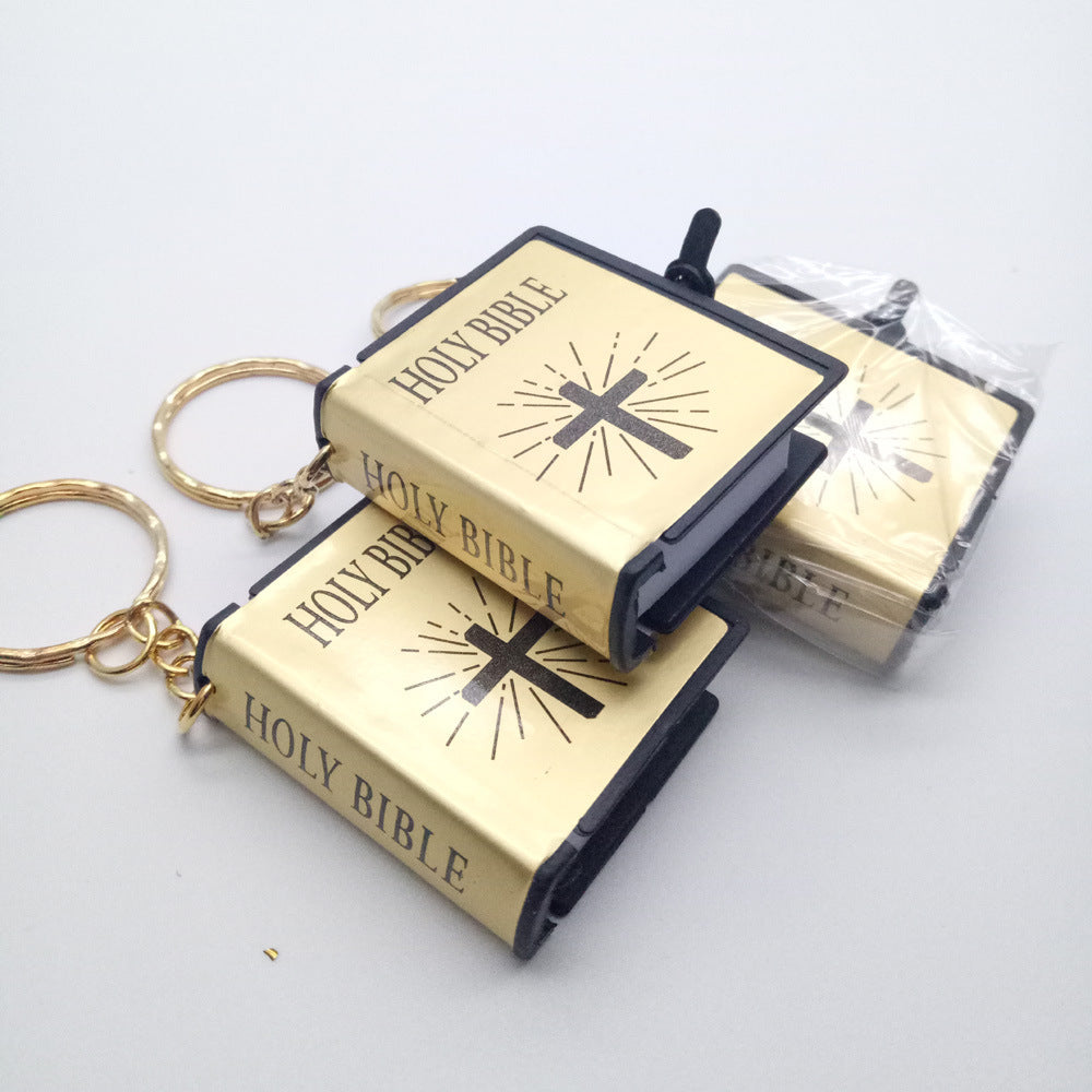 Mini English HOLY BIBLE Key Chains Real Paper Readable Bible Christian