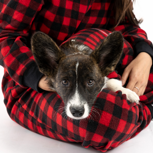 🔴 Red Plaid Onesie – Cozy Zip-Up Pajamas