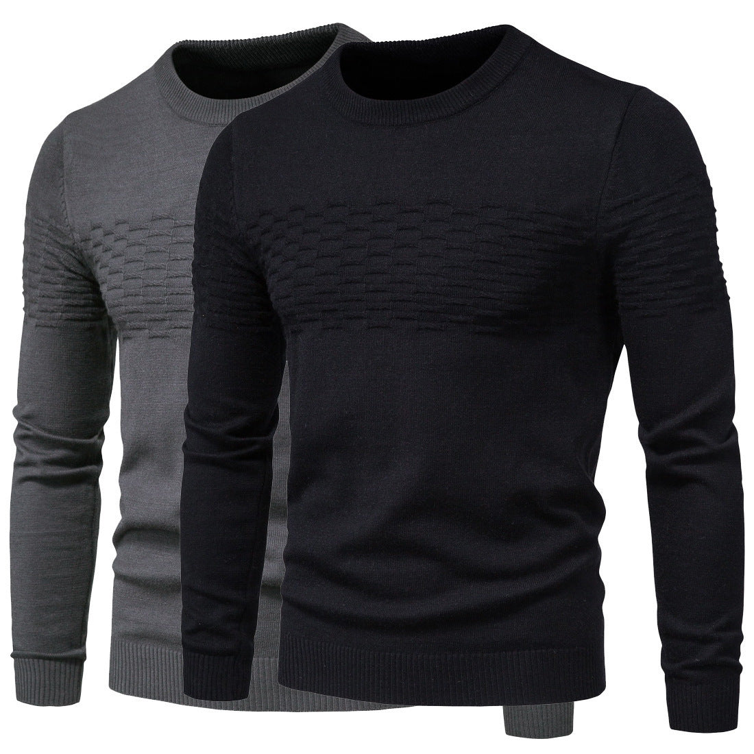 Men's casual slim pullover round neck