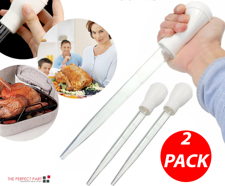 2 PCS Meat & Poultry Baster Heat Resistant BPA Free Turkey Syringe