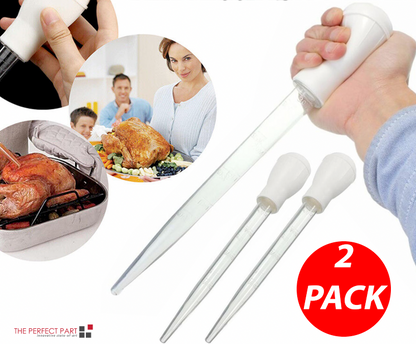 2 PCS Meat & Poultry Baster Heat Resistant BPA Free Turkey Syringe