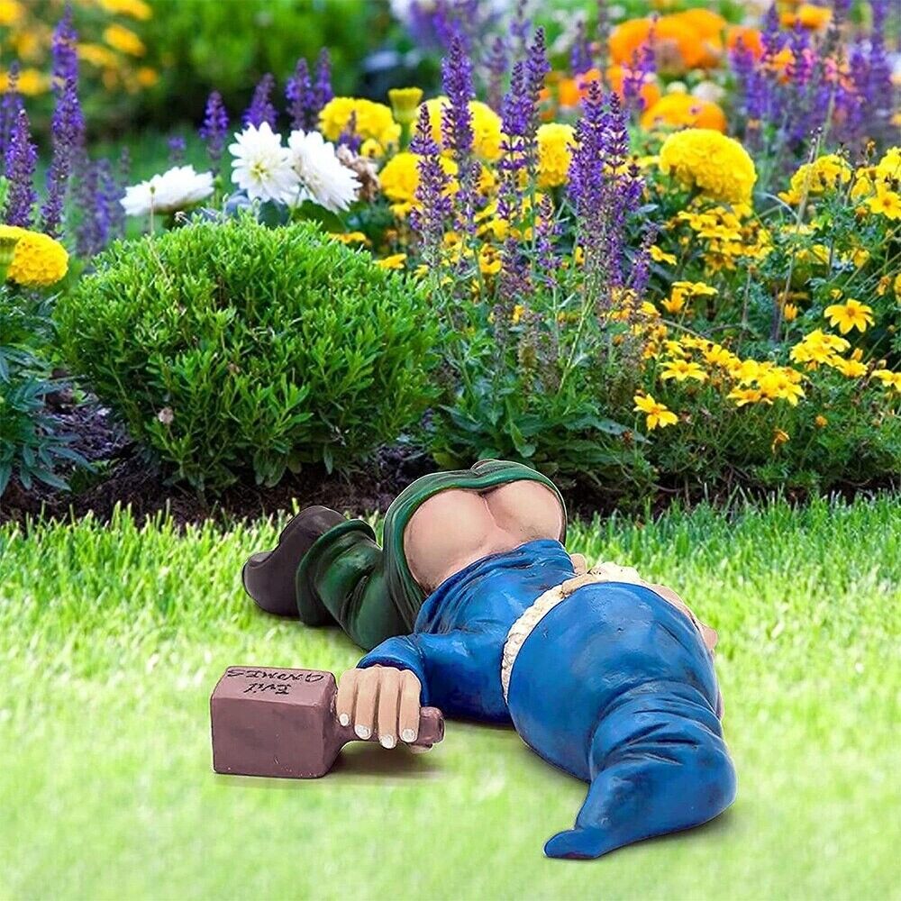 Drunk Dwarf Garden Gnome Decoration Drunken Ornament Decor Yard Patio