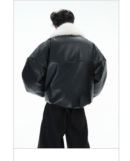 Cotton-padded Leather Coat