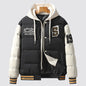 Men's Korean-style Slim-fit Green Hooded Thickened Thermal Coat
