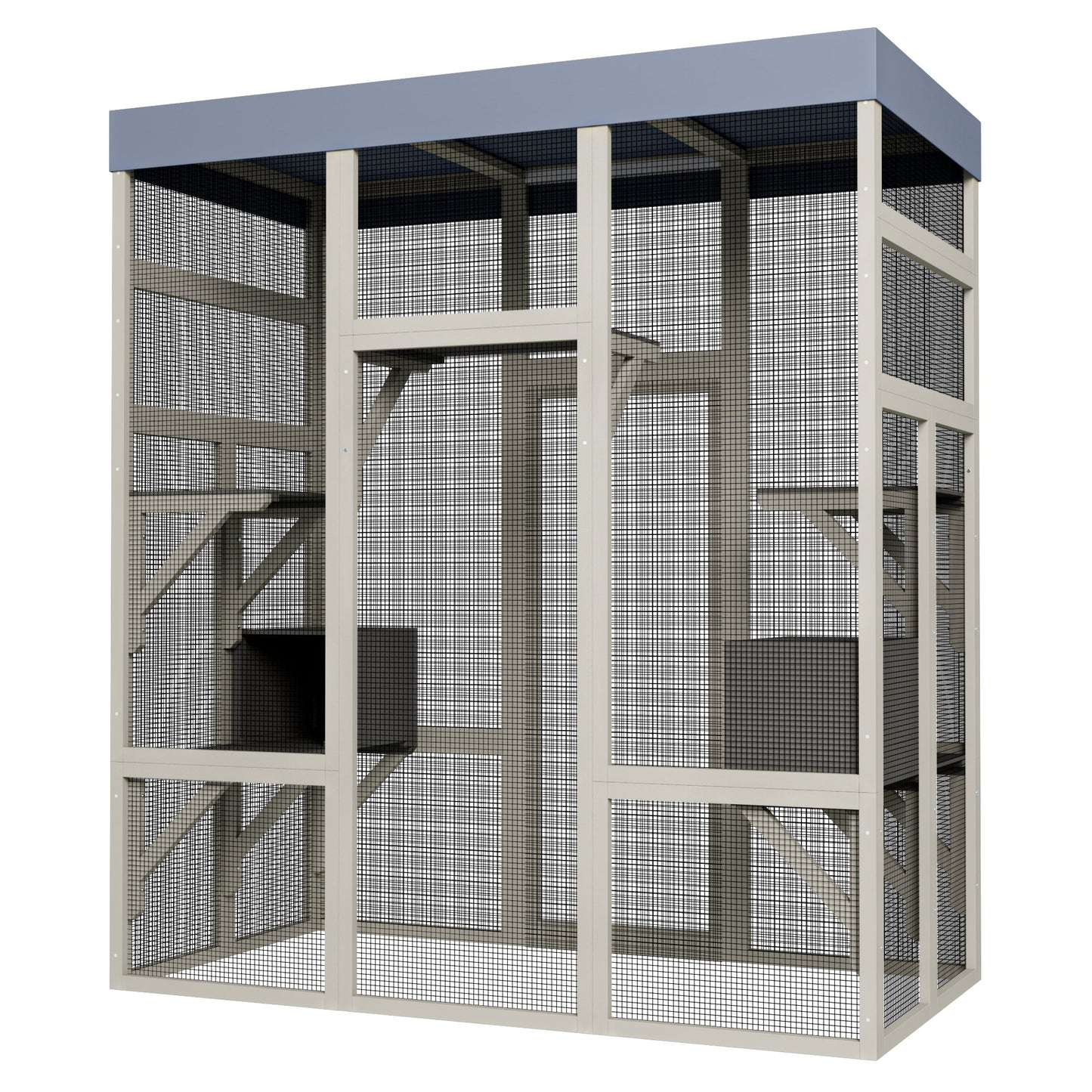 62.6' Outdoor Wooden Catio for Cats, Large Cat Enclosure with