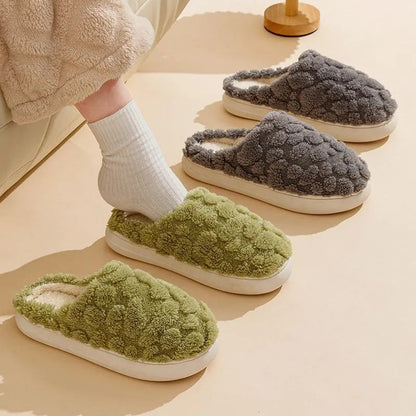 Home Fuzzy Slipper Unisex Cartoon Winter Plush Slipper Anti-Skid Soft