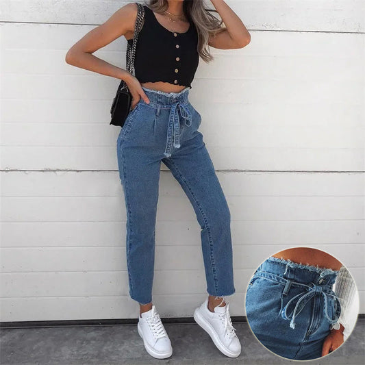 High-waisted Washed Pencil Pants Spring Sexy Temperament European And