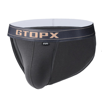 Single Layer High Fork Thin U Convex Men's Briefs Sexy Low Waist
