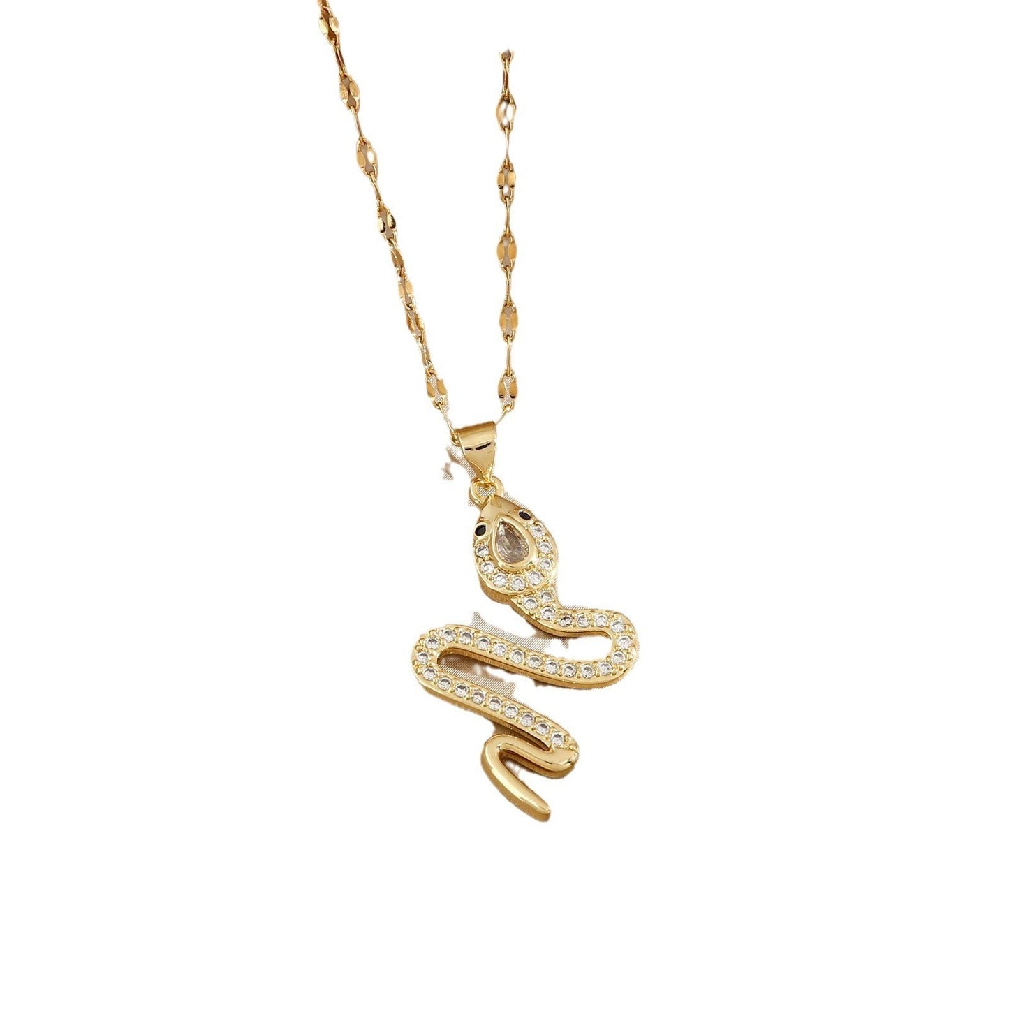 Fashion Personality Snake Necklace With Rhinestone Design Creative