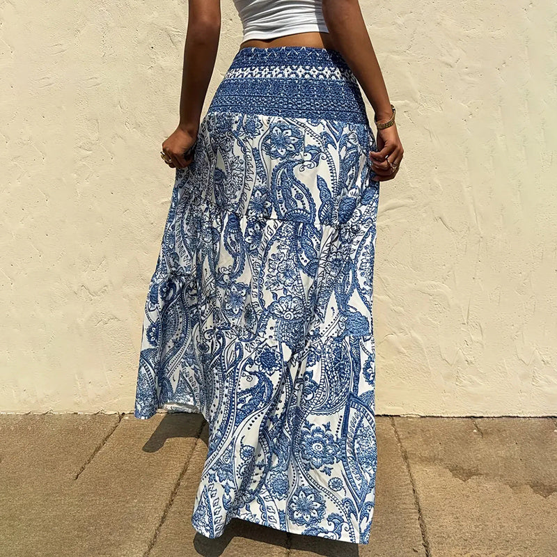 Women's Boho Floral Print Maxi Skirt
