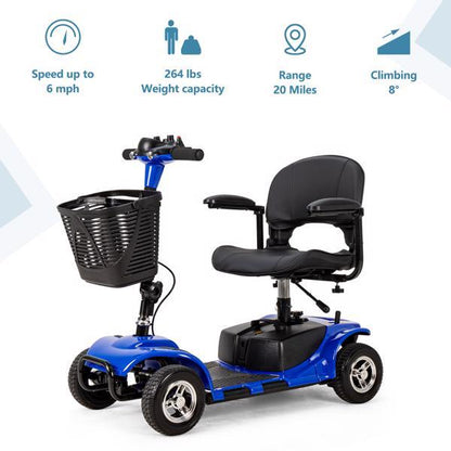 4-Wheel Mobile Scooter With Basket And Extended Battery