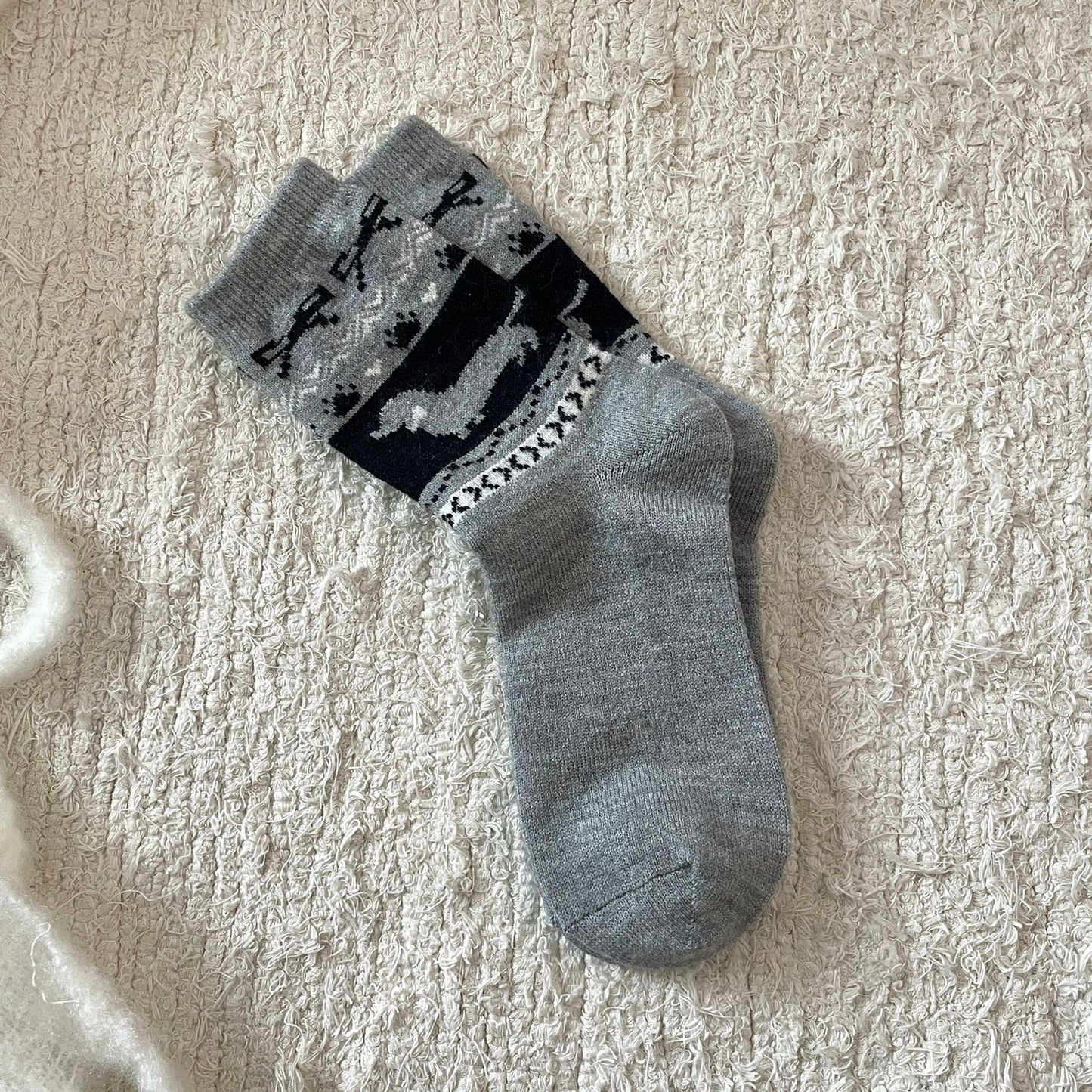 Sausage Dog Cute Mid-calf Length Wool Socks