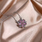 Fashion Jewelry Zircon Women Necklace Ring Double Layers Flower Cubic