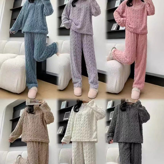 Autumn And Winter New Twist Zipper Couple Fleece-lined Thick Coral