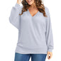 Plus Size Women's Shirt Long Sleeve V-neck
