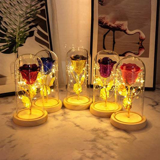 Rose Flowers LED Light In Glass