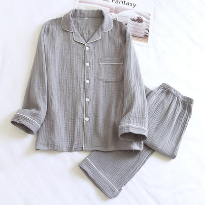 Men's Pajamas Suit Crepe Long Sleeve