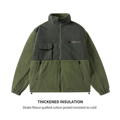 Cross Loose Lapel Fleece Warm Casual Men's Jacket