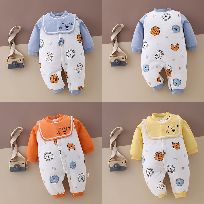 SnuggleZoo™ – Thick Winter Baby Onesie with Animal Print
