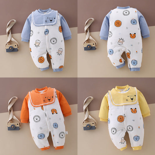 SnuggleZoo™ – Thick Winter Baby Onesie with Animal Print