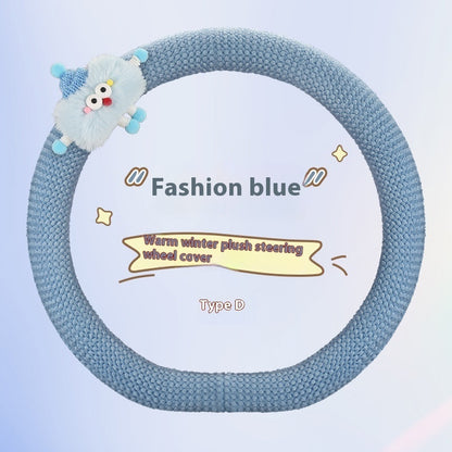 Car Plush Cartoon Steering Wheel Warm Short Plush Grip Cover
