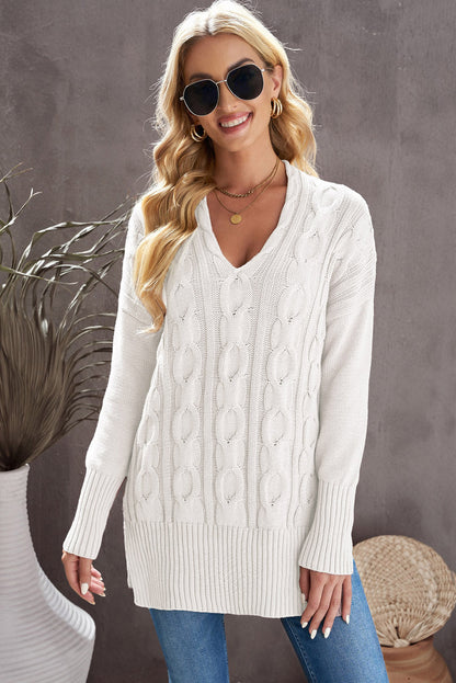 White Oversized Cozy up Knit Sweater