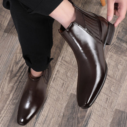 Pointed Toe Chelsea-style Boots For Men Fashion British Style Square
