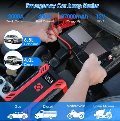 Car Jump Starter With Air Compressor Portable Car Battery Booster With Digital Tire Inflator