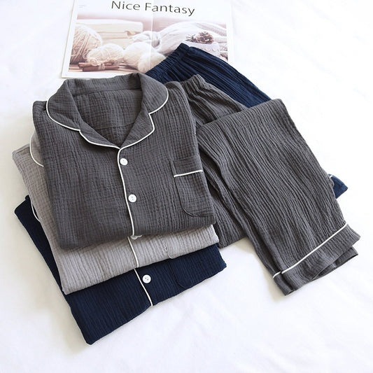 Men's Pajamas Suit Crepe Long Sleeve