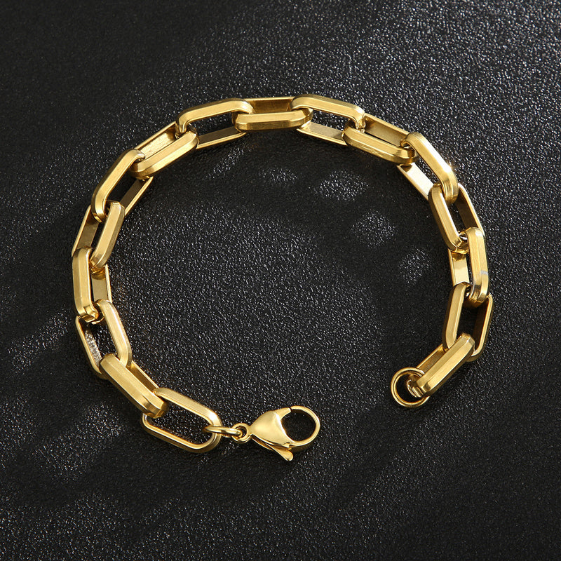 Men's Titanium Steel Bracelet Ins Niche Design Hip-hop Geometric