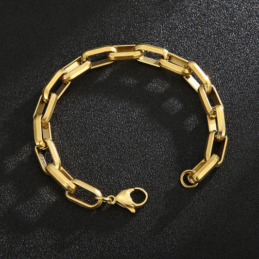Men's Titanium Steel Bracelet Ins Niche Design Hip-hop Geometric