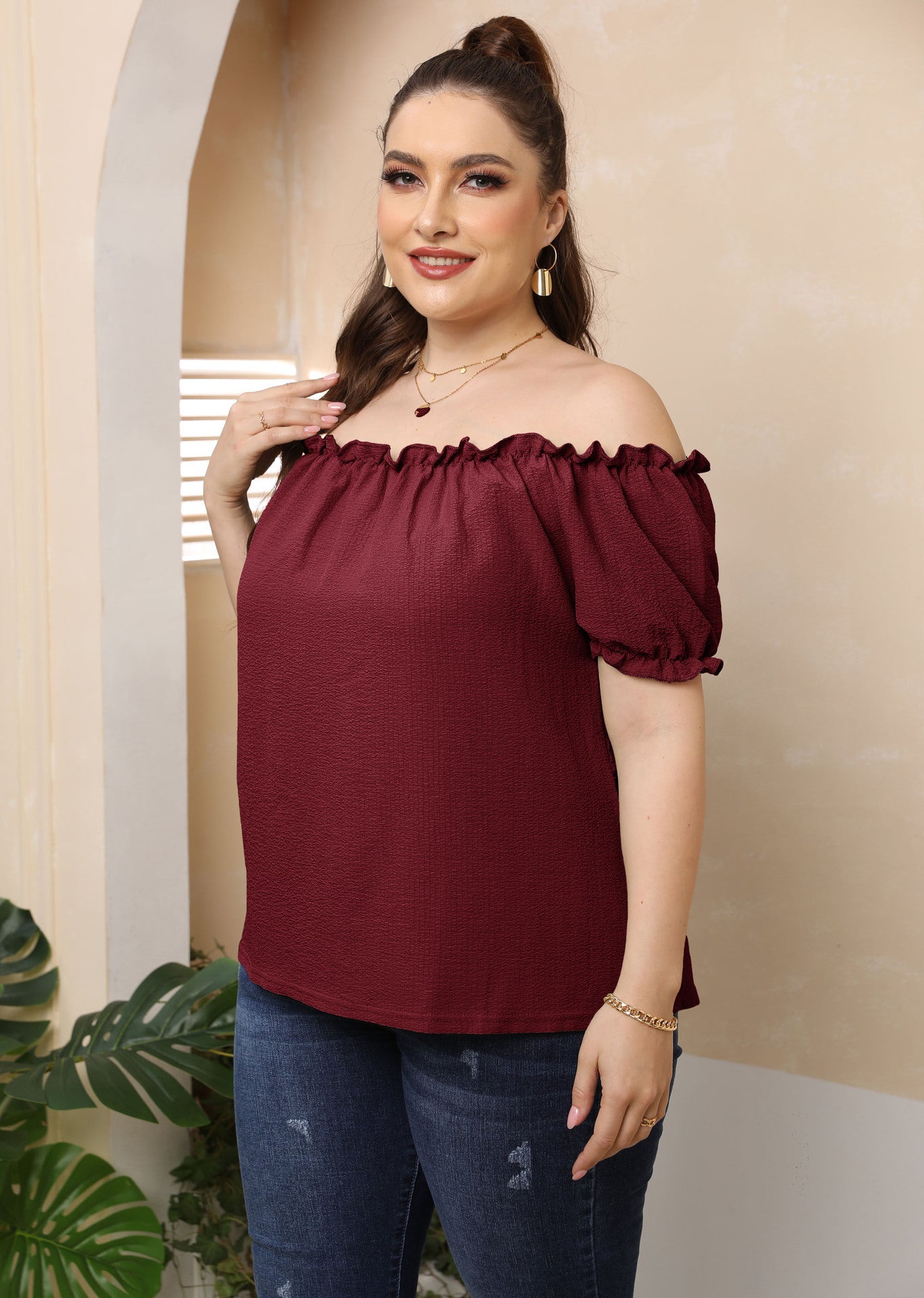 Ruffled Off-shoulder Top