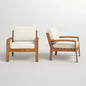 LuneluX_Home - Garden Club Chair Set (2 pcs, Acacia Wood & Beige