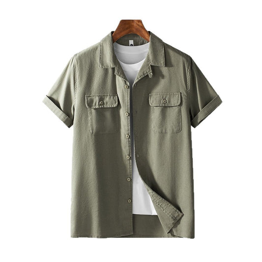 Retro Lapels Workwear Breathable Men's Shirt