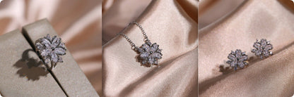Fashion Jewelry Zircon Women Necklace Ring Double Layers Flower Cubic